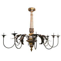 Grand Italian Wood & Iron Pricket Candle Chandelier
