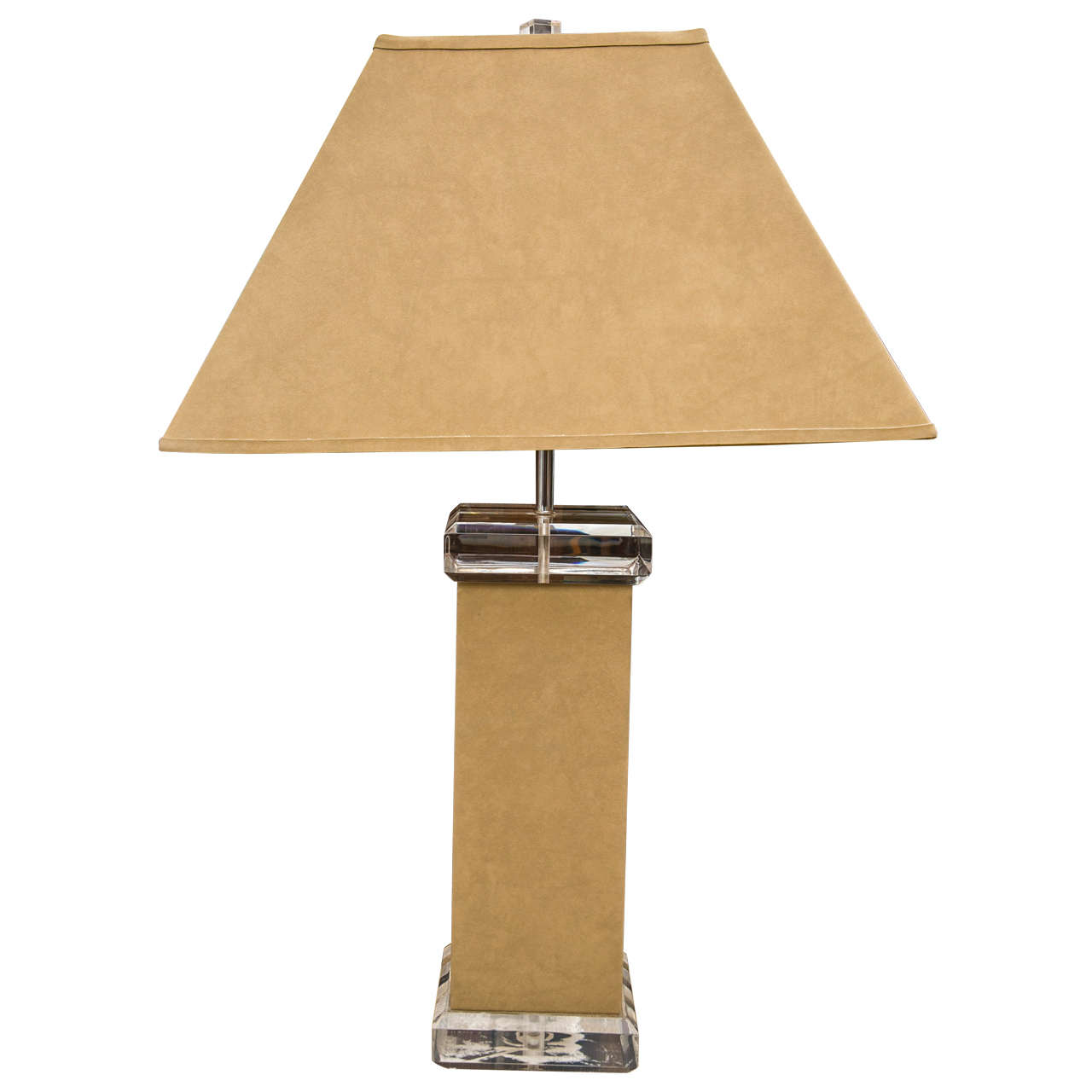 Vintage Italian Lucite & Suede Table Lamp For Sale
