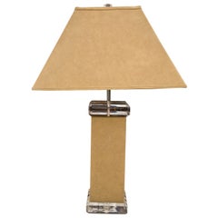 Vintage Italian Lucite & Suede Table Lamp