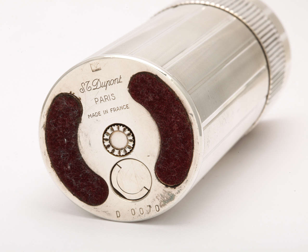 Rare S.T. Dupont Cylinder Table Lighter in Silver Plated Finish at