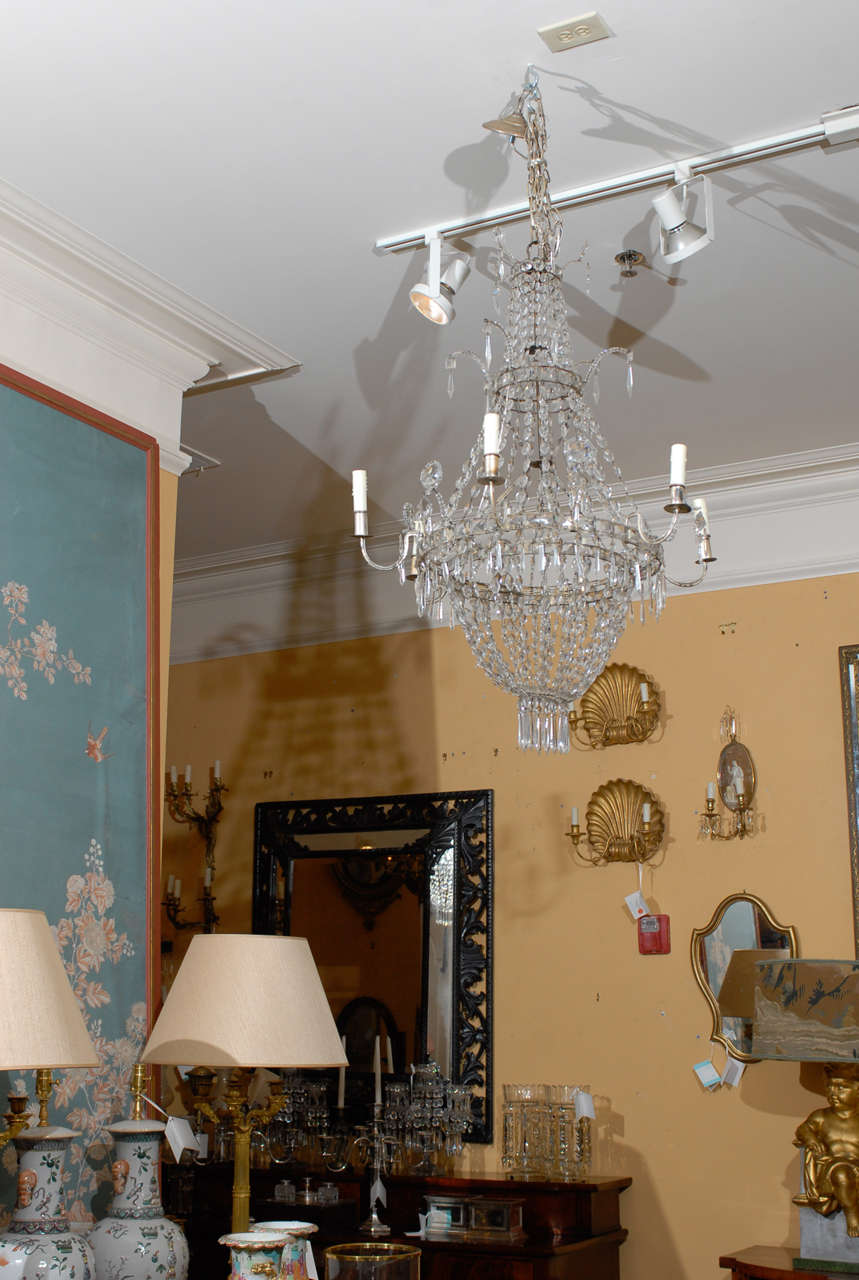 19th century crystal Baltic six-light chandelier.