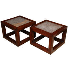 Square Table with Stone Inset