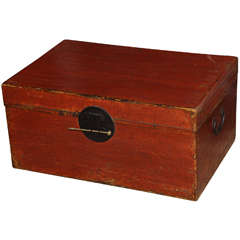 Antique Red Leather Trunk