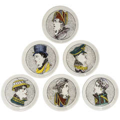 Set of Unusual Fornasetti "Double Face" Porcelain Coasters