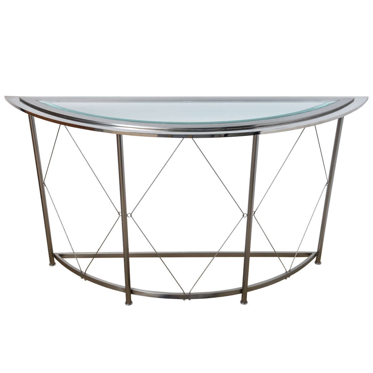 Modern Steel Industrial Demilune Console