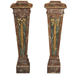 Pr. of Louis XVI Style Painted Italian Columns