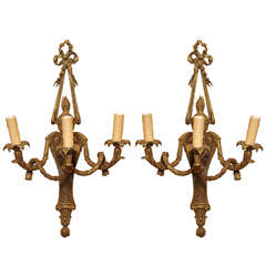 Pr. of Late 19th c. Louis XVI Style Bronze Wall Sconces