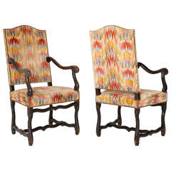 Pair of 19th Century Black Painted Os de Mouton Chairs