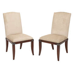 Set of 10 Upholstered and Wood Dining Chairs
