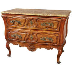 18th Century French, Walnut Marble Top Commode
