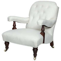 Antique English Edwardian Open-Arm Club Chair