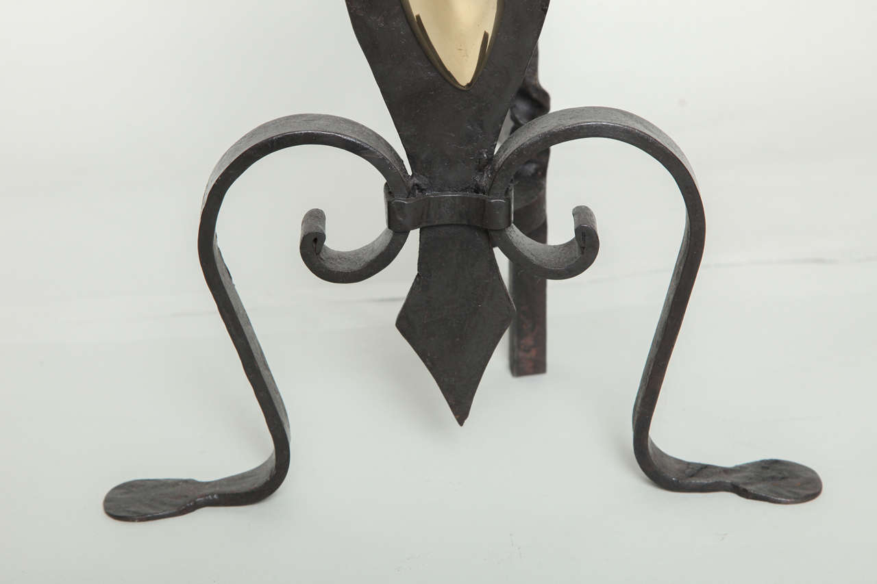 XIXe siècle Paire de chenets Arts and Crafts en métal mélangé en vente