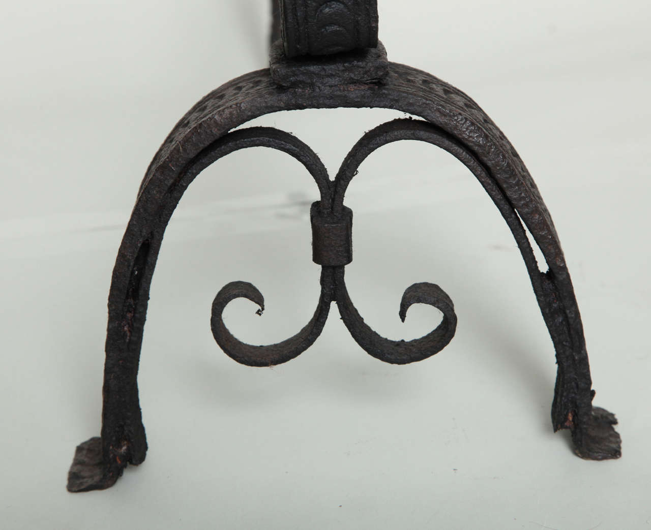 Italian Pair of 18th Century Brass and Wrought Iron Andirons