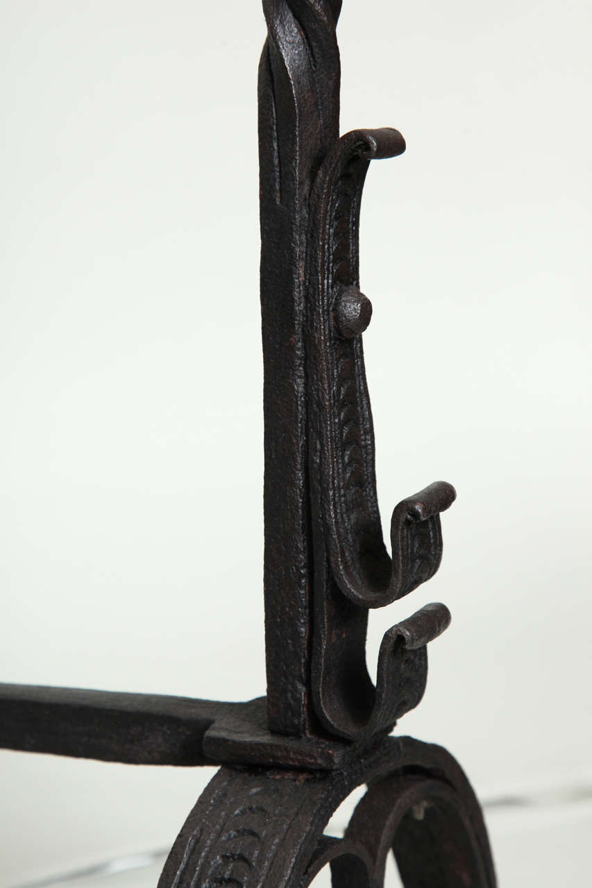 Pair of 18th Century Brass and Wrought Iron Andirons 2