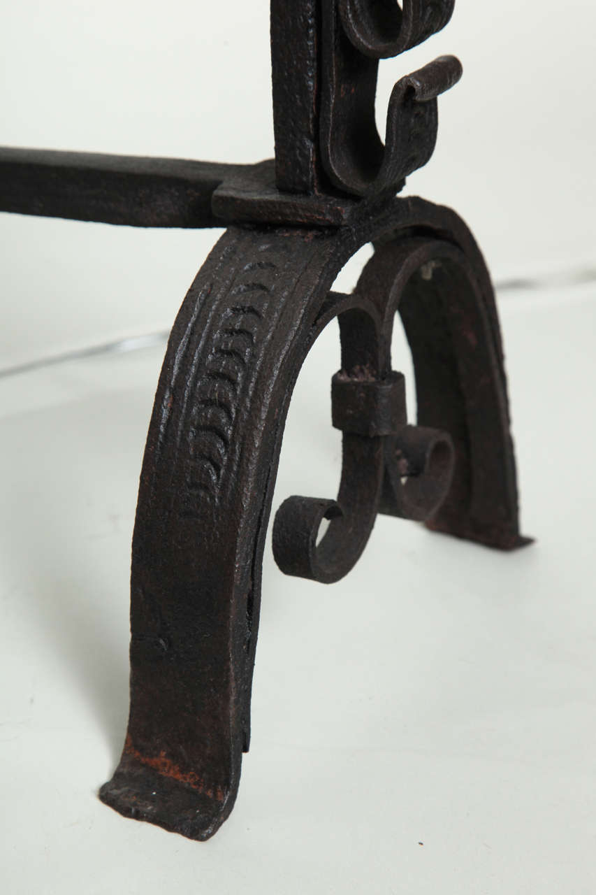 Pair of 18th Century Brass and Wrought Iron Andirons 3