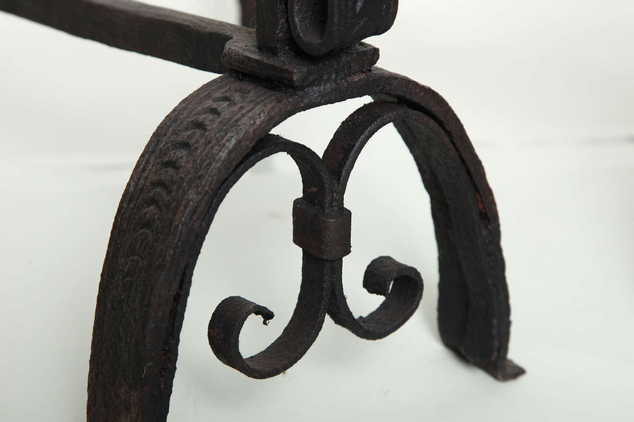 Pair of 18th Century Brass and Wrought Iron Andirons 4