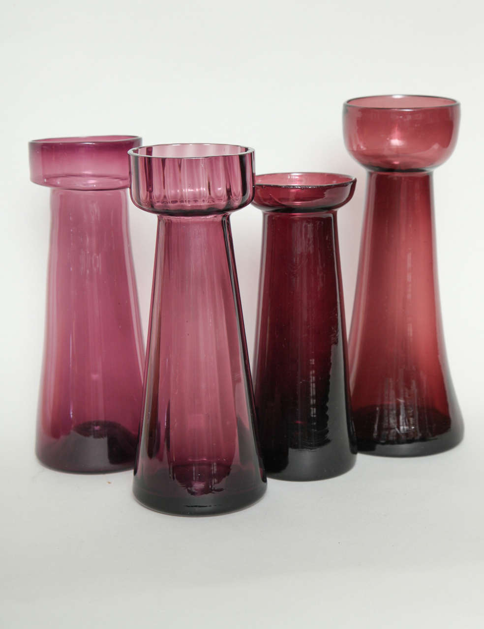 Collection of English Colored Glass Bulb Vases Priced Individually In Excellent Condition In Greenwich, CT