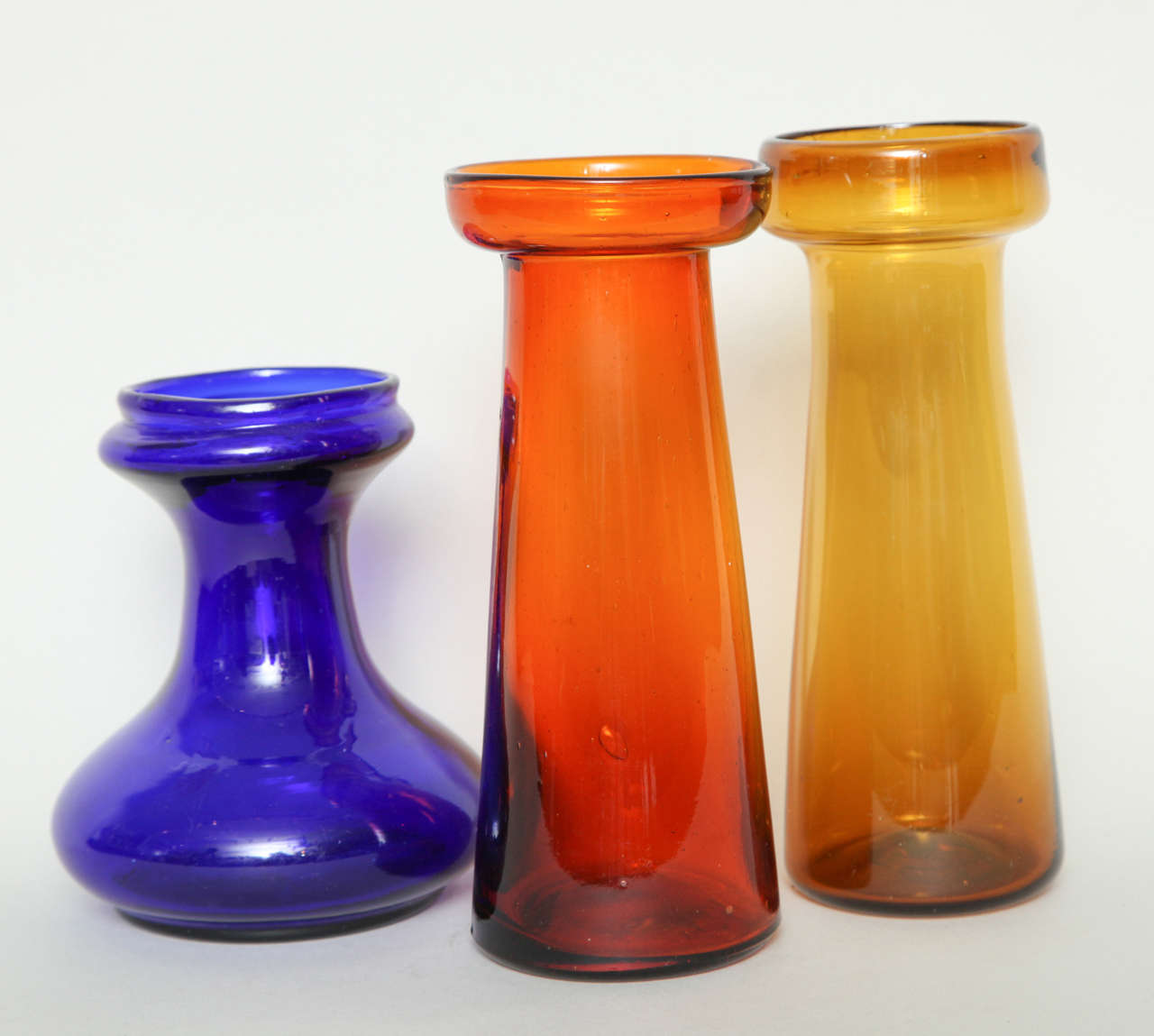 19th Century Collection of English Colored Glass Bulb Vases Priced Individually