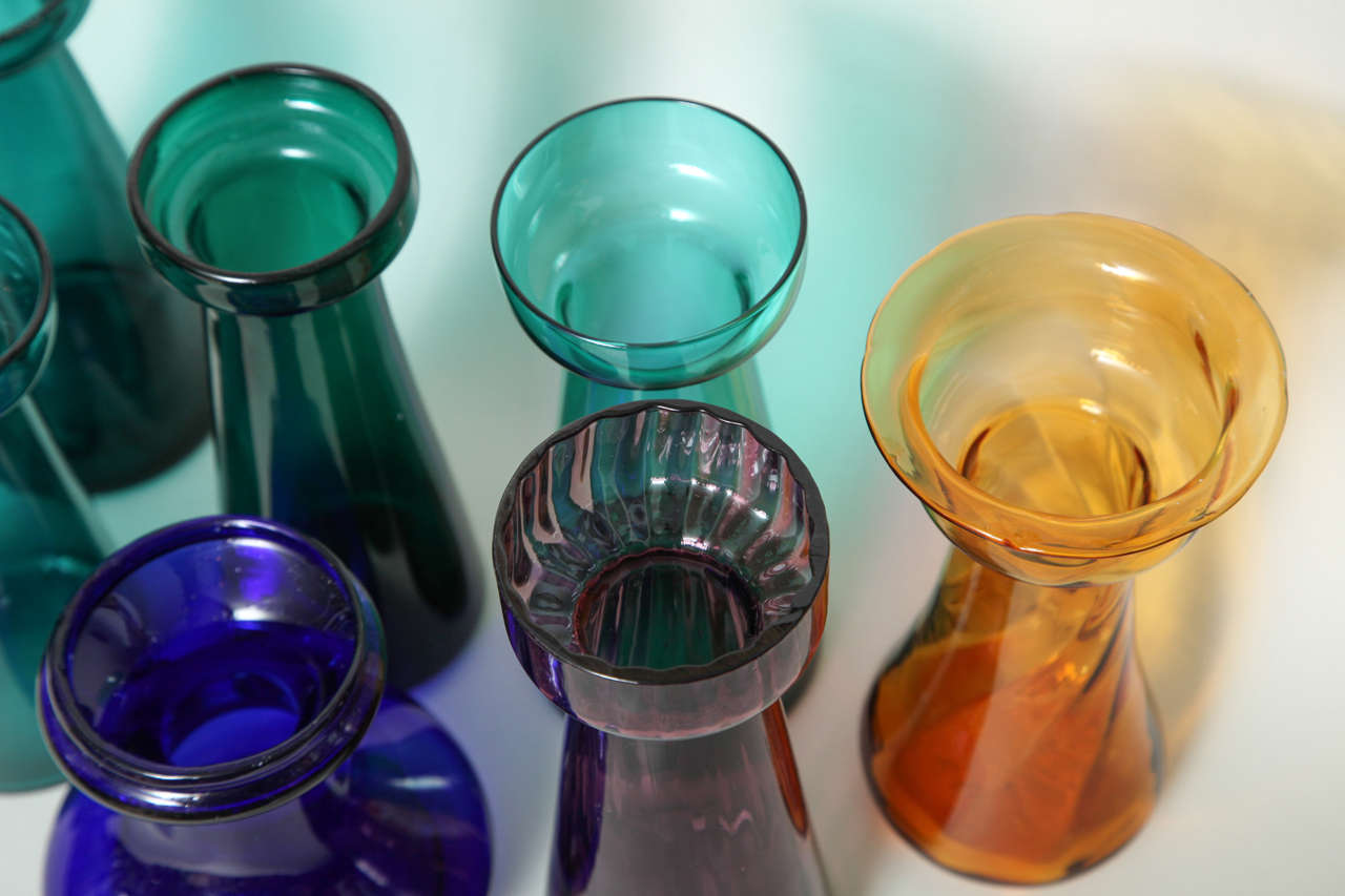 Collection of English Colored Glass Bulb Vases Priced Individually 3