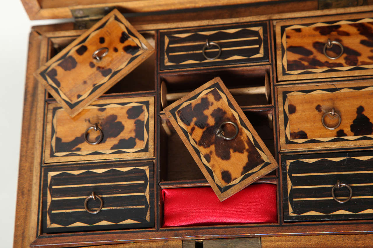 British Early 19th Century Faux Tortoise Shell Inlaid Box For Sale