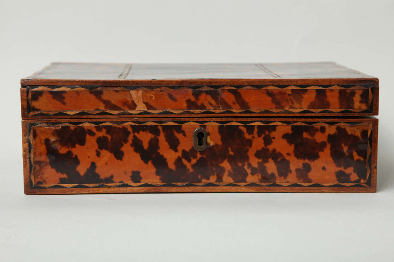 Early 19th Century Faux Tortoise Shell Inlaid Box For Sale 2