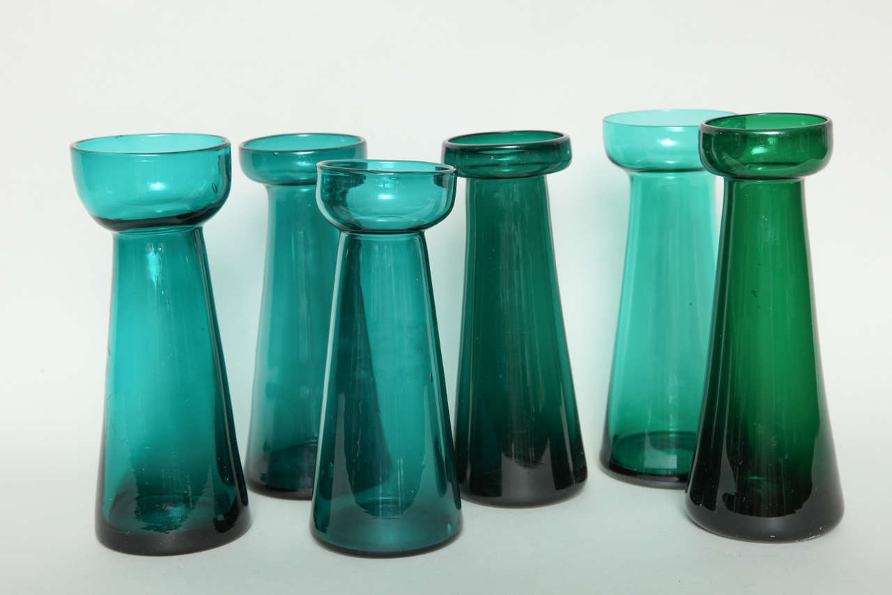 Collection of English Colored Glass Bulb Vases Priced Individually at