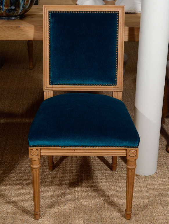 Antony Todd collection Teal Mohair Louis XVI Style chairs In Excellent Condition In New York, NY