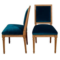 Antony Todd collection Teal Mohair Louis XVI Style chairs