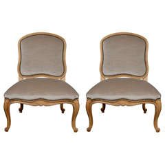 Antony Todd Slipper Chairs Upholstered in Grey Mohair