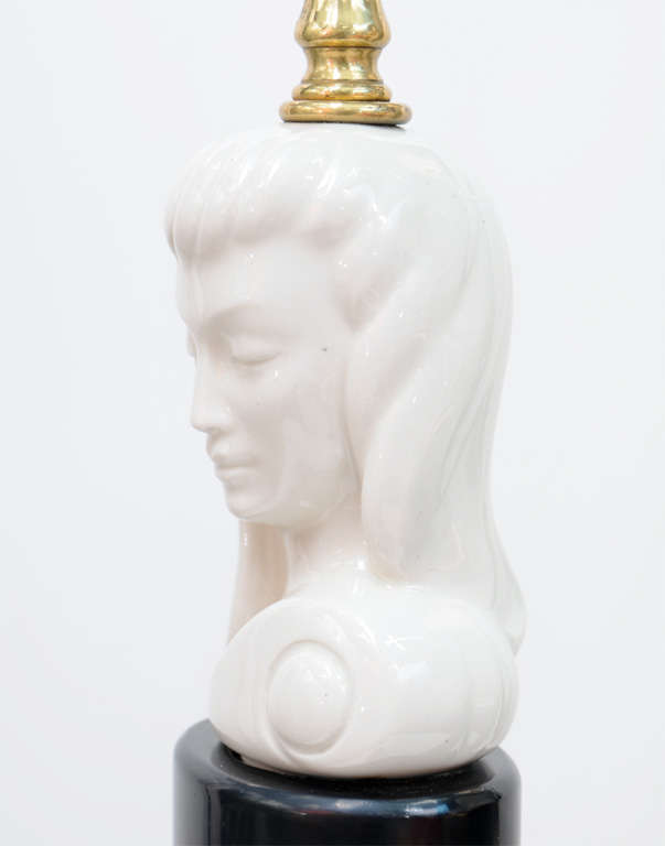 Glamour’s Ceramic Maiden Bust Dorothy Draper Style Lamps 2