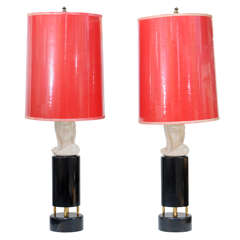 Glamour’s Ceramic Maiden Bust Dorothy Draper Style Lamps