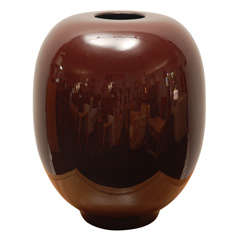 Large Blood Red Glazed Ceramic Urn