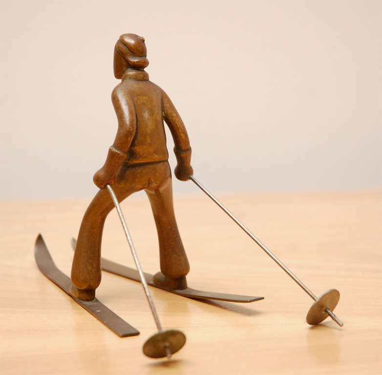 Austrian Bronze Figure of a Skier In Good Condition In Los Angeles, CA