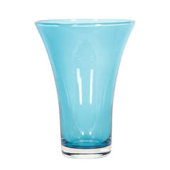 Blue Scandinavian V Shaped Crystal Vase