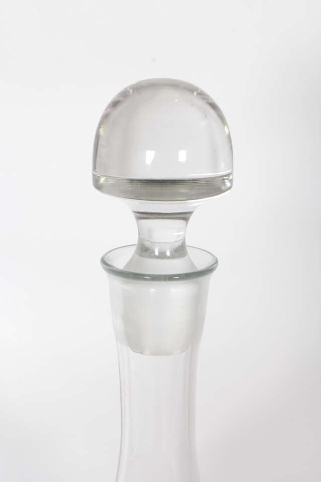 Mid-20th Century Curved Base French Crystal Carafe For Sale