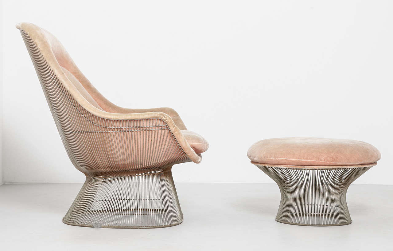 Mid-Century Modern Warren Platner Lounge Chair & Ottoman