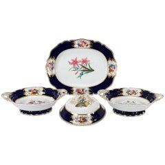 Chamberlain's Worcester Hand Painted Botanical Serving Pieces