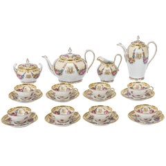 Lamm Dresden Hand-Painted Tea and Coffee Service Eight Cups and Saucers