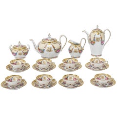 Antique Lamm Dresden Hand-Painted Tea and Coffee Service Eight Cups and Saucers