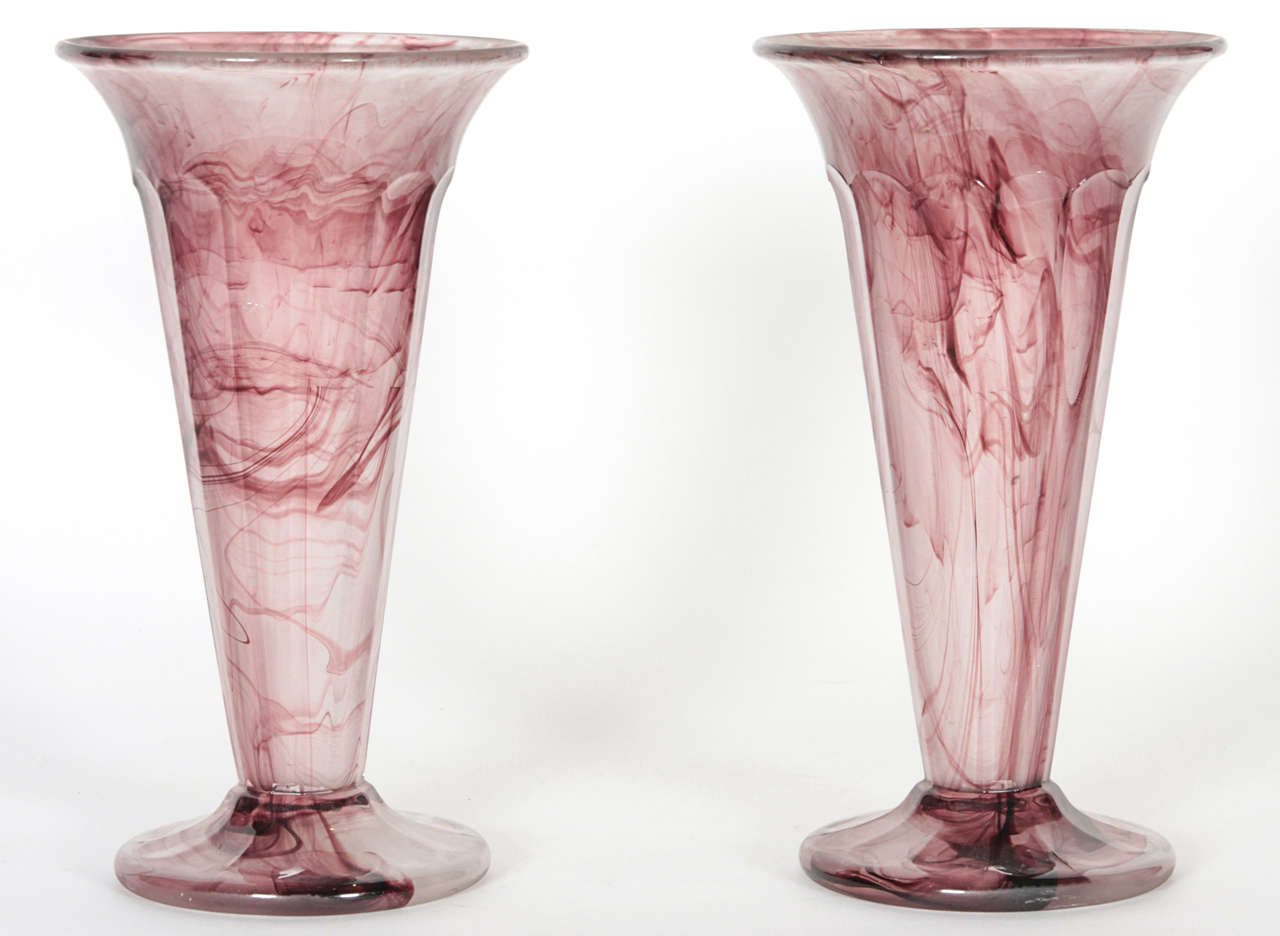 A Pair of Davidson Cloud Glass Vases
