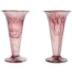 Paire de vases Davidson en verre couleur nuage