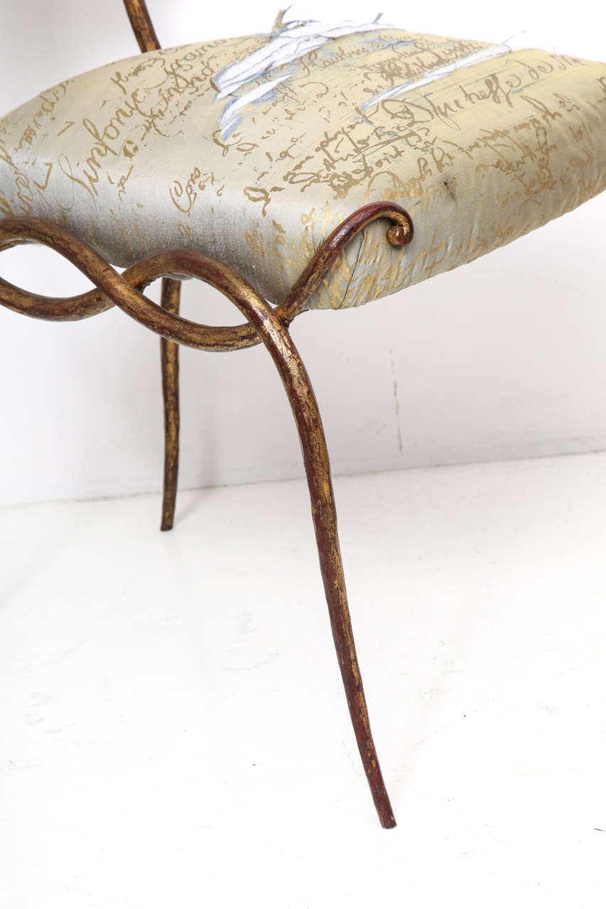 French René Drouet Gilded Iron Side Chair