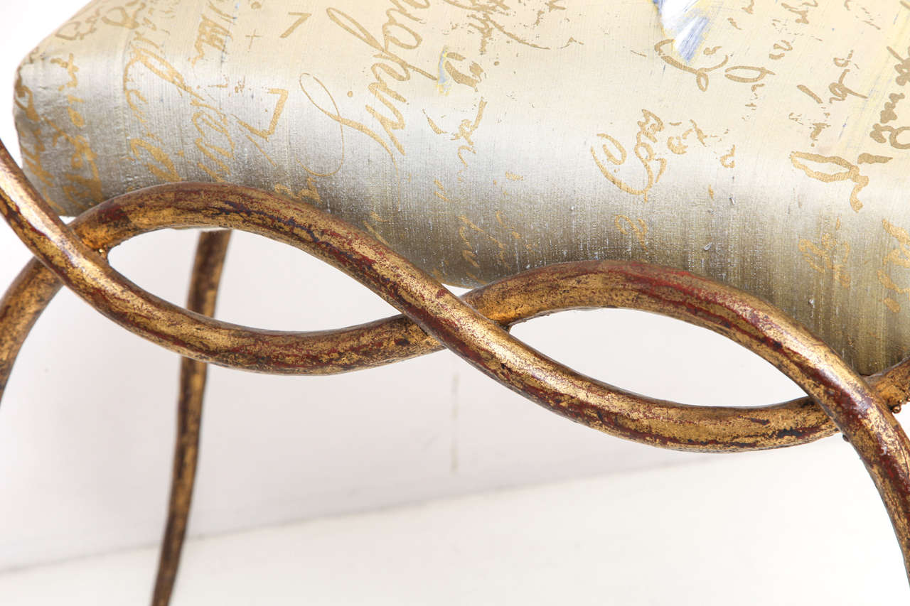 René Drouet Gilded Iron Side Chair In Good Condition In New York, NY