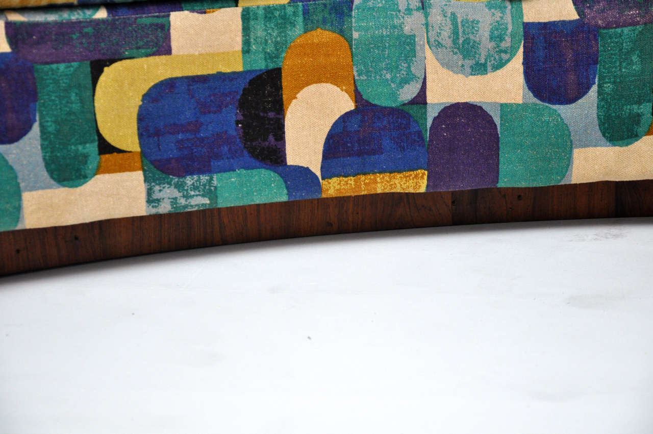 Milo Baughman Circular Sofa with Rosewood Console Tables 2