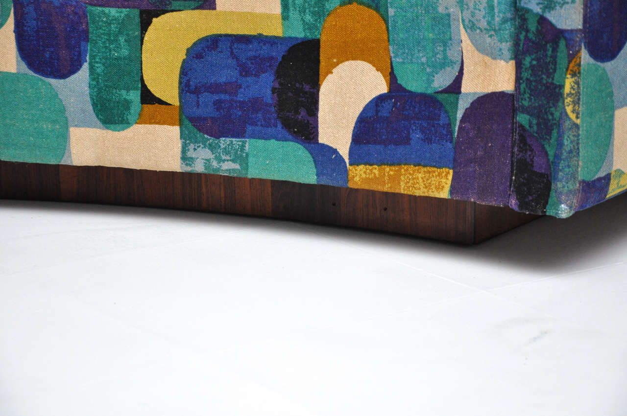 Milo Baughman Circular Sofa with Rosewood Console Tables 3