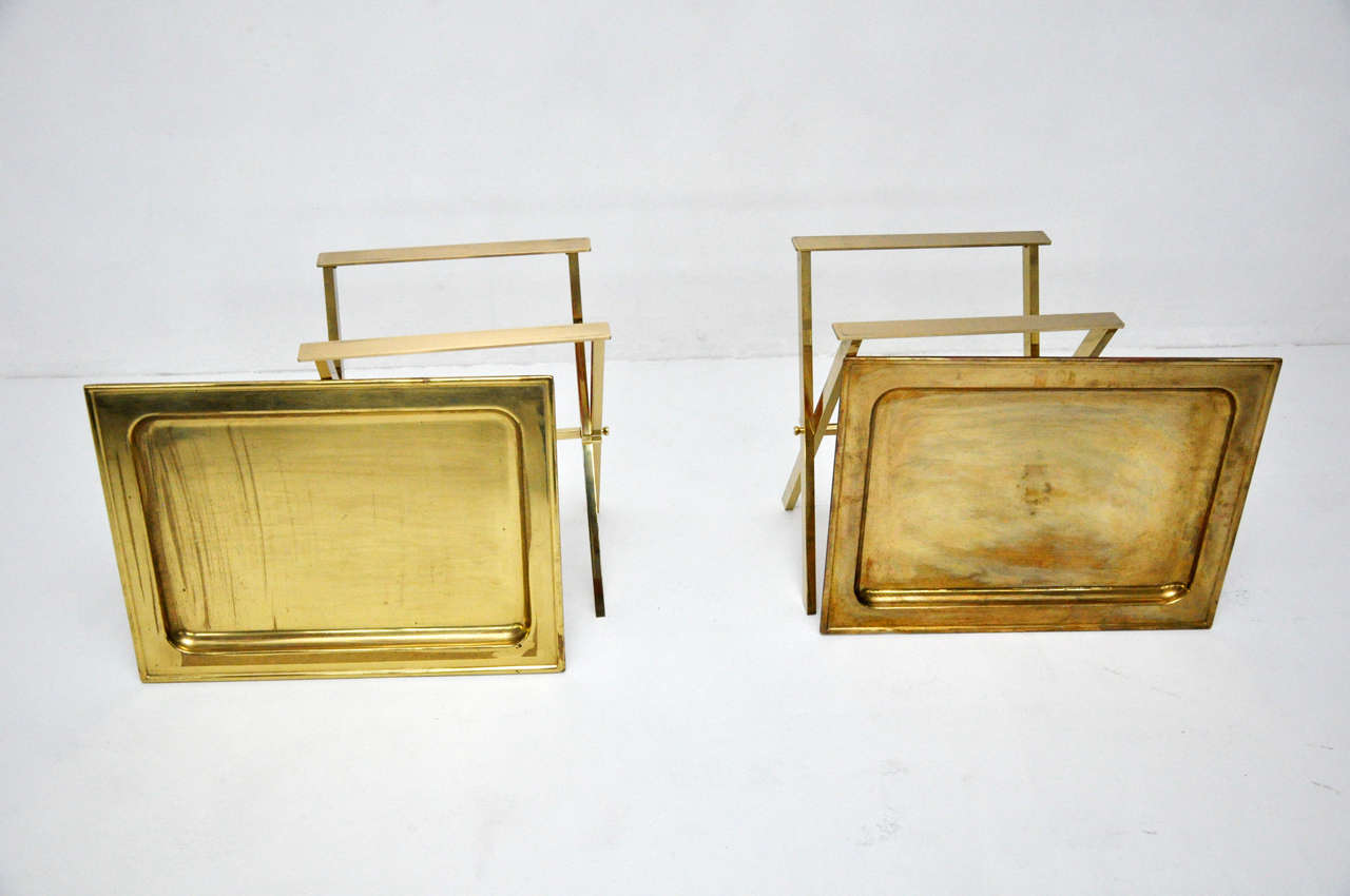 Italian Brass Tray Side Tables 3