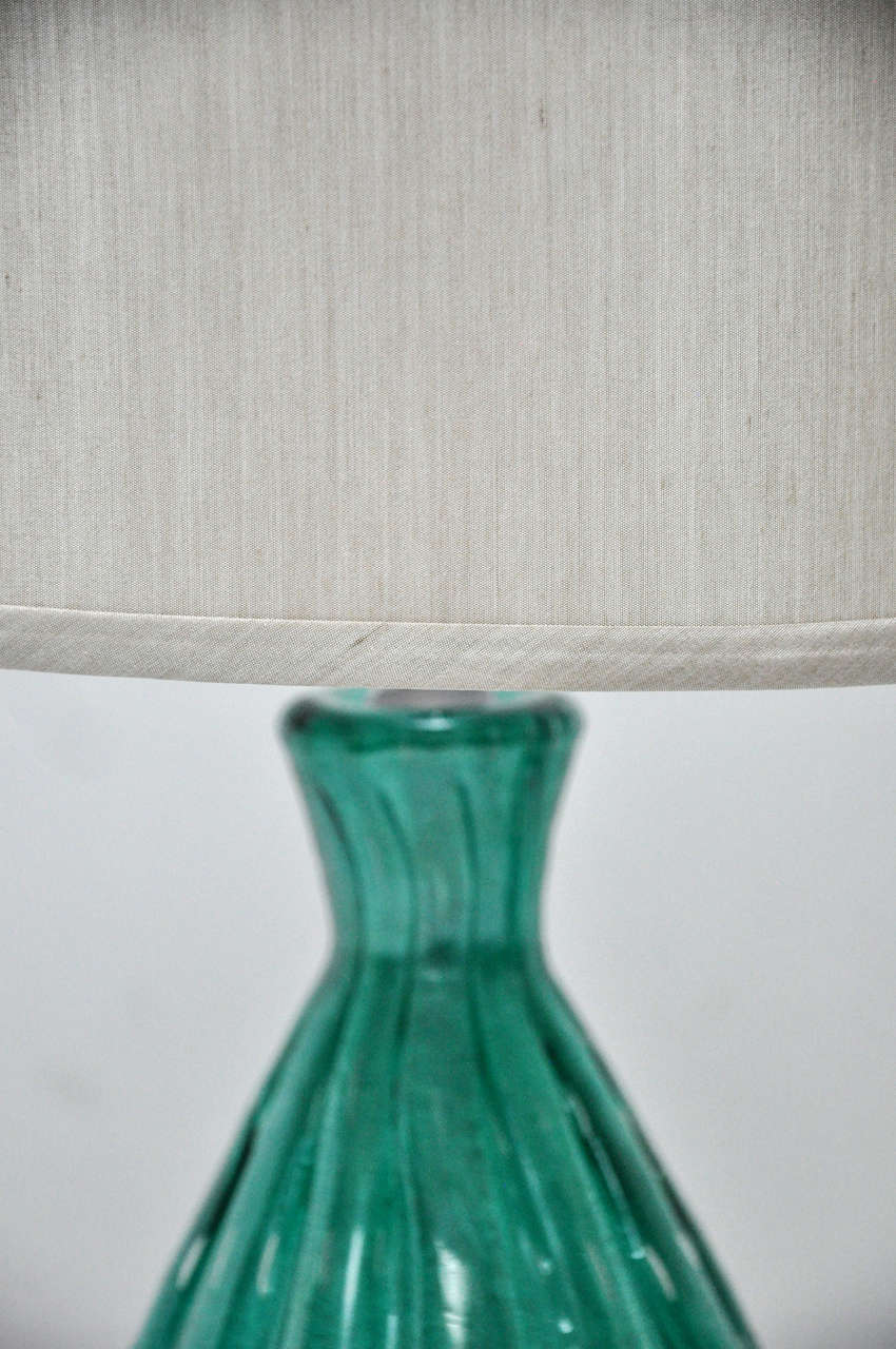 Turquoise Murano Glass Lamps by Barovier In Excellent Condition In Chicago, IL