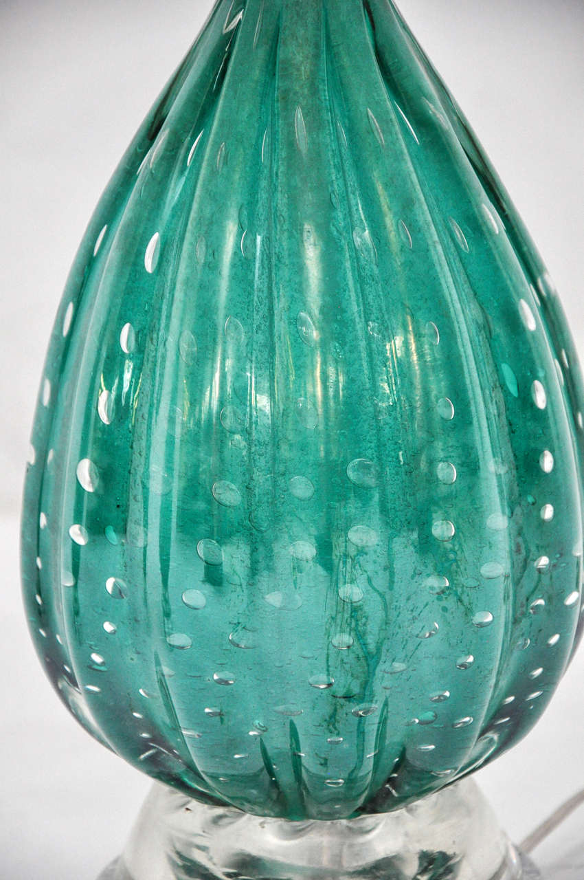 Turquoise Murano Glass Lamps by Barovier 1