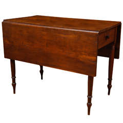 Early period American Cherry Drop Leaf Table, with drawer
