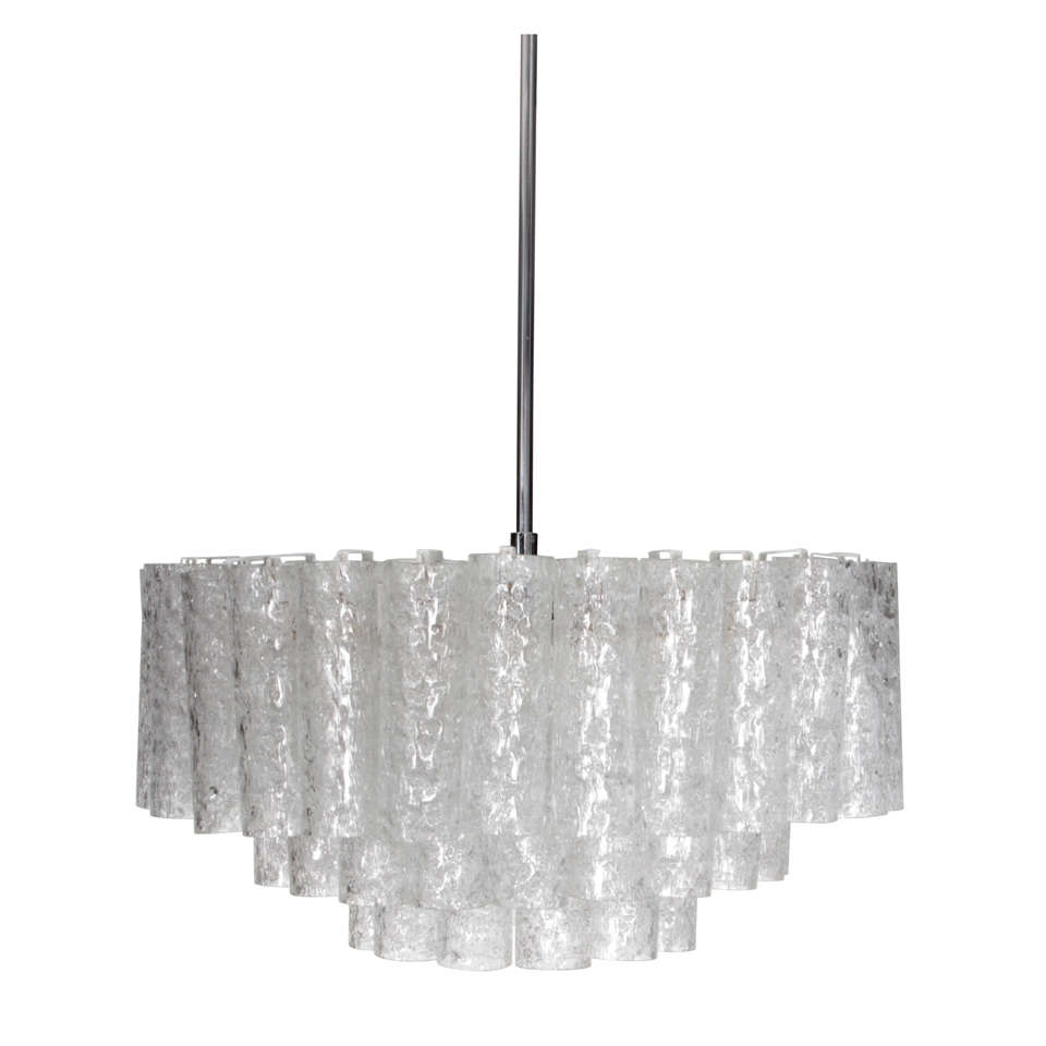 Three-Tier Murano Glass Tube Chandelier 